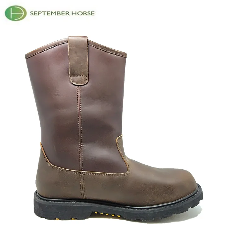 Wellington Boots Half Rubber Outsole Genuine Leather Safety Steel Toe For Women And Men