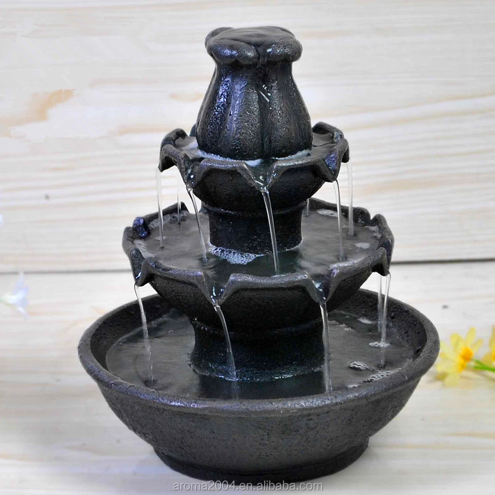 polyresin tiers waterfall  home decor small indoor water fountain desktop