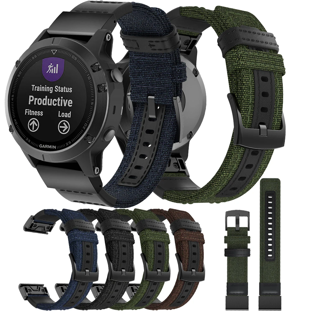 Quick Fit Canvas Fabric Watch Strap For Garmin Fenix 5 Watch Bands Sport Wristbands