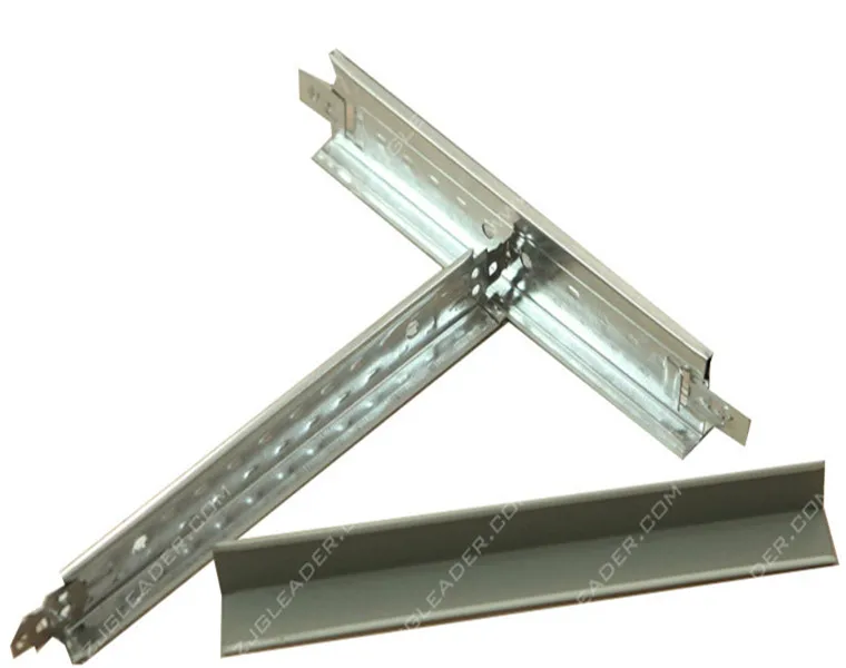 ZJGLEADER Ceiling Grid Components False Suspended Galvanized Steel Flat Ceiling T Grid