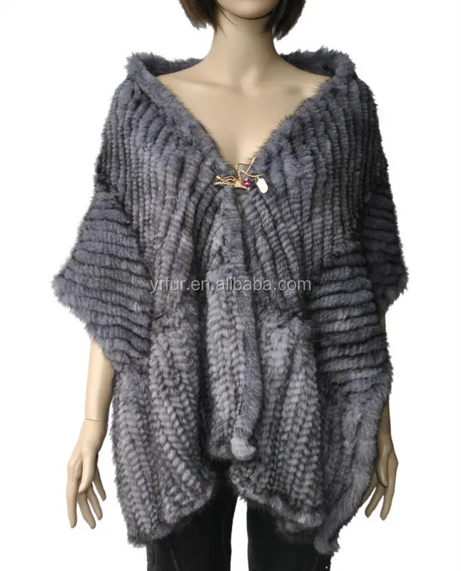 YR335 Basic Style Ladies Knitted Mink Fur Shawl Many Colors Mink Fur Scarf