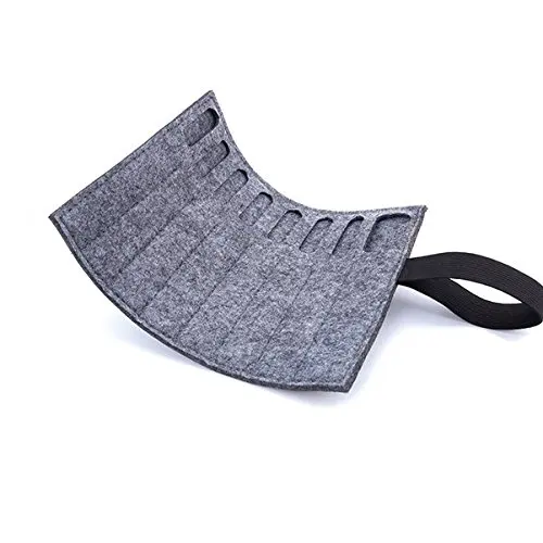 Portable Felt 8 Slots Stylus Pencil Case/Roll-up Wrap Pouch/Pen Holder/Makeup Brush Carrying Bag Organizer(Dark Grey)