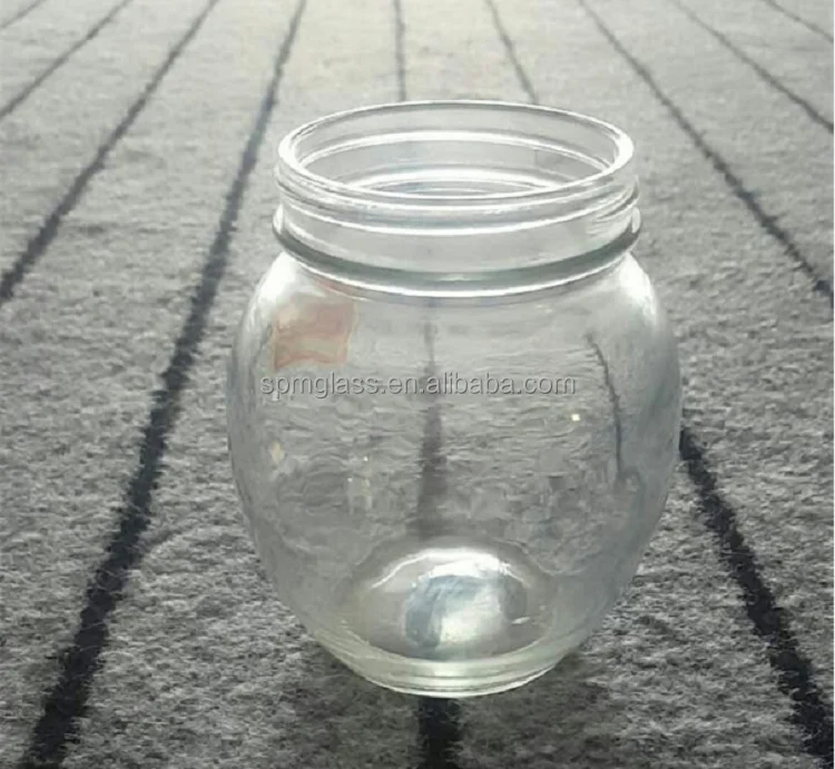 350ml round belly shaped airtight glass jar food with metal lid