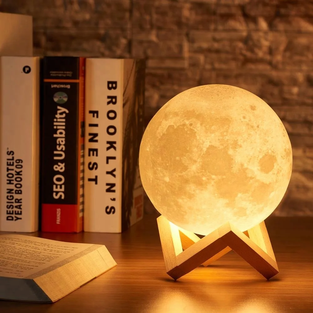 
2020 Lunar Night Light LED 3D Printing Moon Lamp with USB Charging Home Decor Creative Holiday Present 