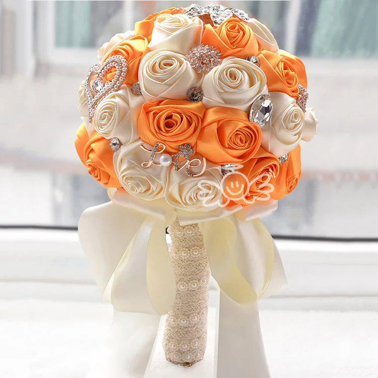 ZERO Handcraft Bridal Bridesmaid 31cm Height Blue Silk Flowers Wedding Bouquets for Wedding