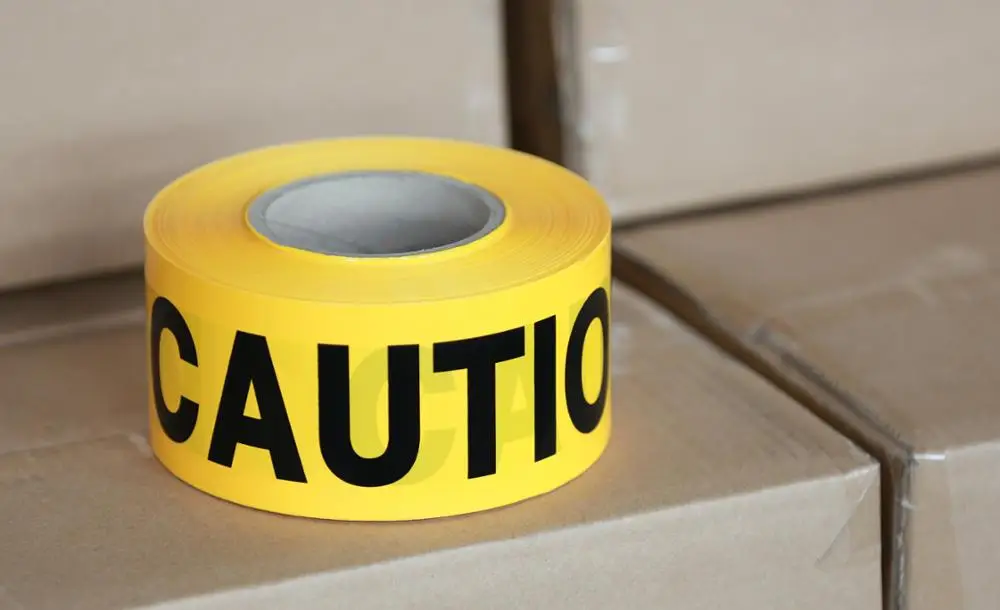 Yellow and black barricade tape caution tape produced by zhongji.china