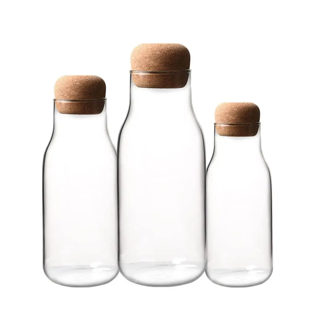 Glass Bottle Milk Beverage Storage Bottle Sealed Tea Can Candy Cookie Organizer Home Storage Tank Desktop Decoration Simple