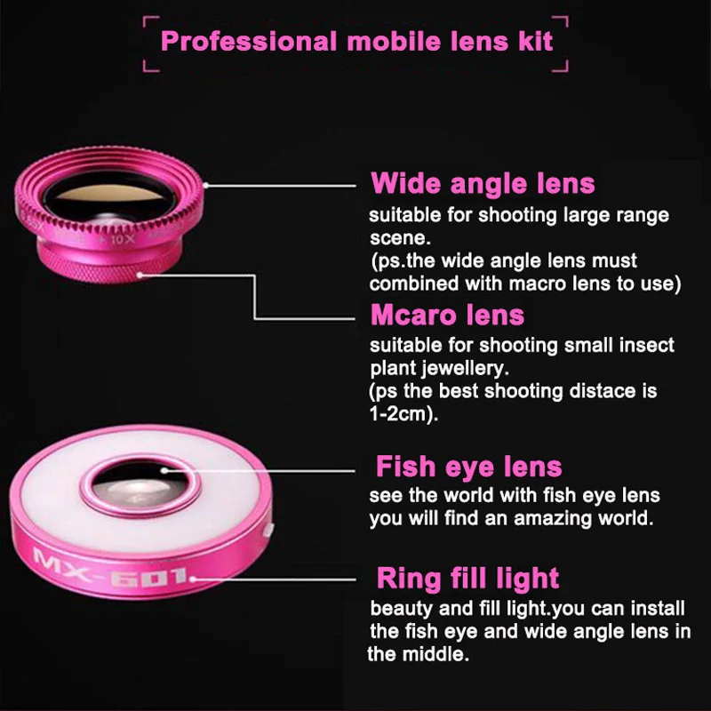 External camera for mobile phone Portable Flash Led Camera Ring Selfie Fill Light For samsung mobile