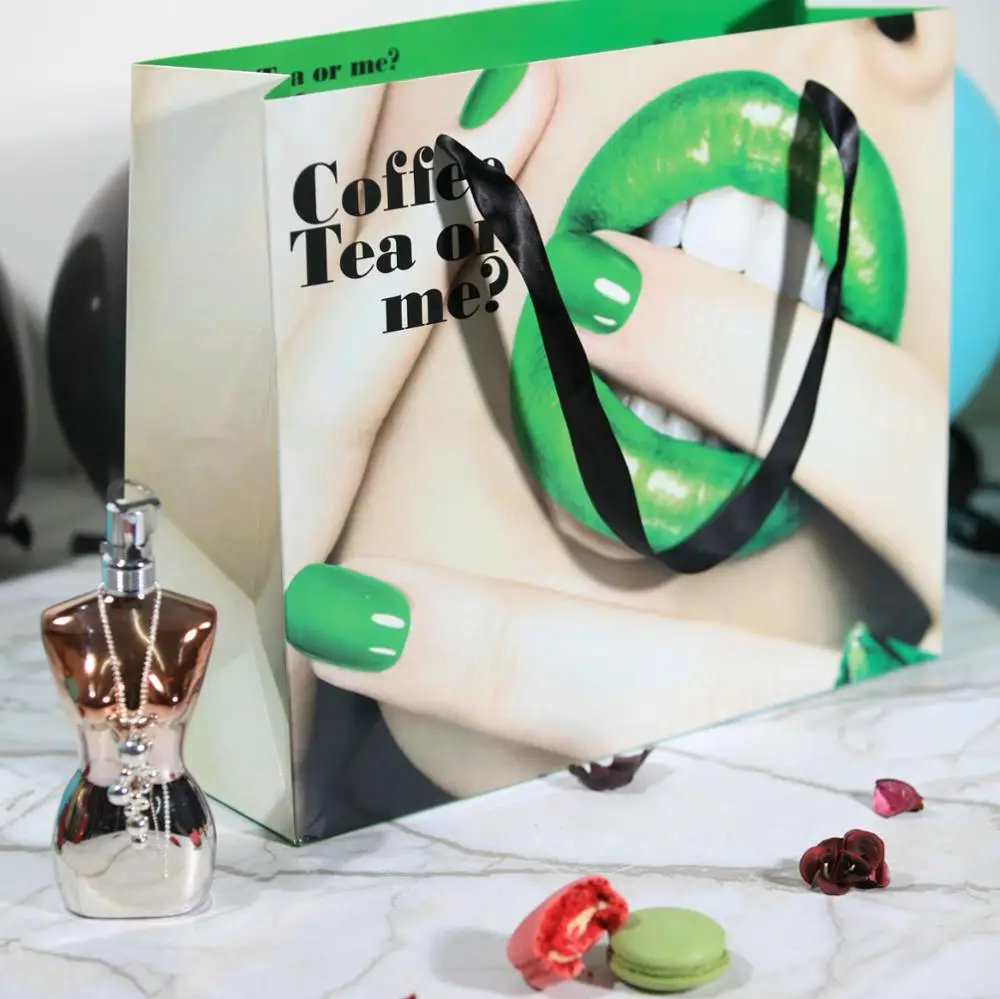 Custom made logo printed eco friendly paper bag shopping bags packaging with handles for hair,cosmetics,nail polish,make up