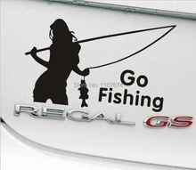1PCS 15cm*9cm beauty go fishing car stickers outdoor sport car styling car decoration+FREE SHIPPING