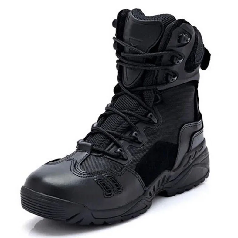 Leather Combat Boots With Zipper