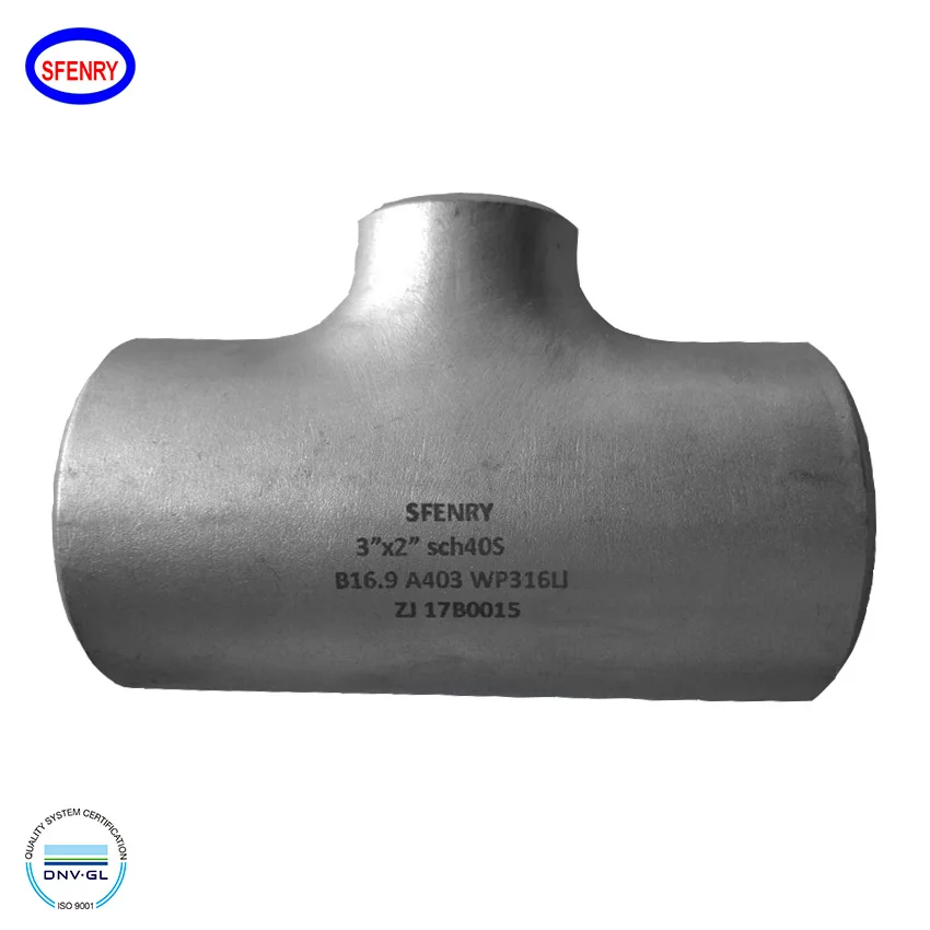 Sfenry BW Butt Welding Fittings ASME B16.9 SCH40S SCH80S Stainless Steel Reducing Tee