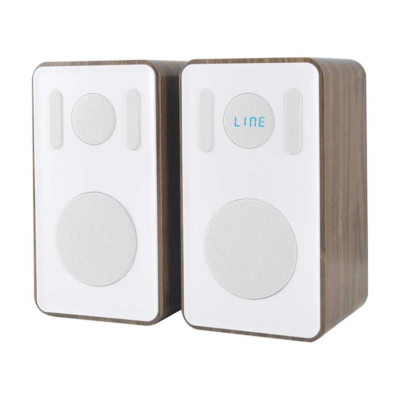  Wooden 2.0 Stereo Computer Bookshelf Speakers With 50W USB TF AUX FM Radio PC/Laptops/Desktops/Phone