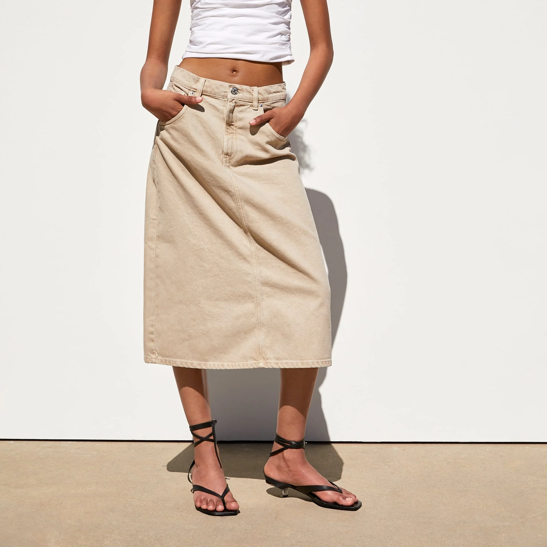 Basic factory directly price medium length women casual soft jeans skirts