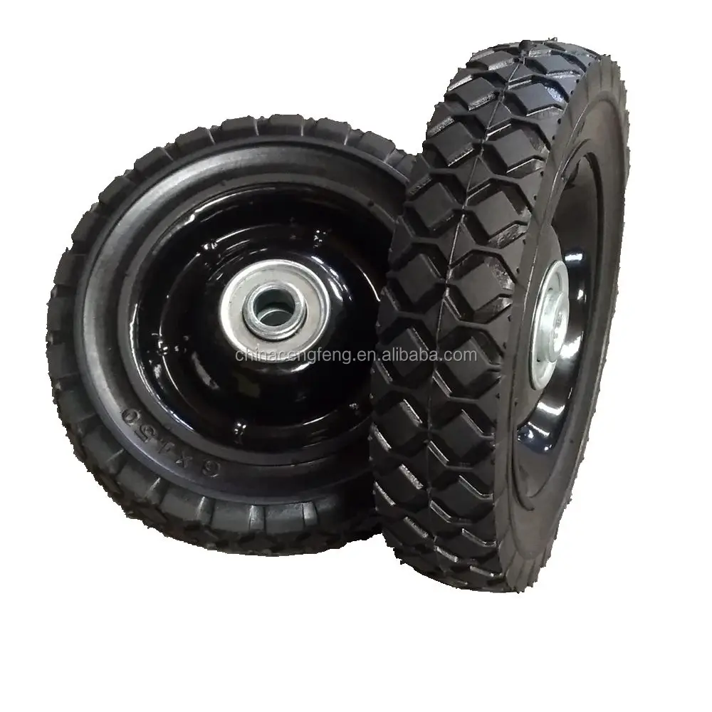 
metal hub 6x1.5 semi pneumatic rubber wheel 6 inch 