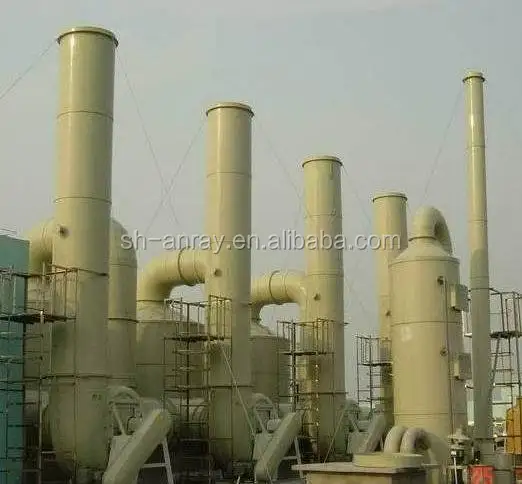 Vertical gas/wet FRP scrubber