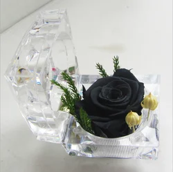 Cheap Price Mini Gifts Acrylic ring Boxes Preserved Roses