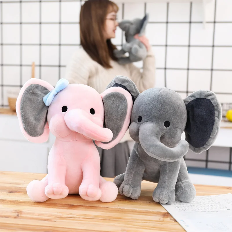 Color plush and stuffed elephant toys with big ears Wholesale custom cheap cute soft elephant plush toy