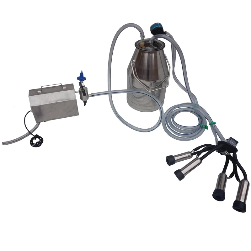 25L stainless steel 304 single bucket vacuum pump cow milking machine