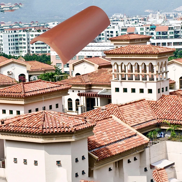 Красная цилиндрическая полукруглая глиняная черепица