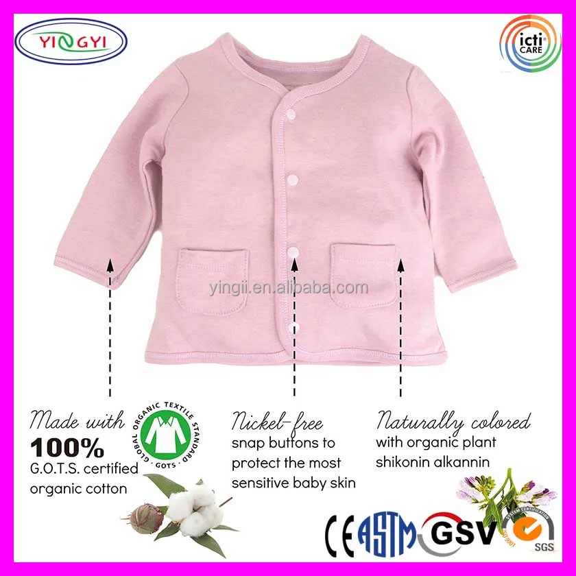C582 Organic Cotton Unisex Baby Boys Girls Cardigan Sweater All Natural Dye-Free Baby Knit Cardigan