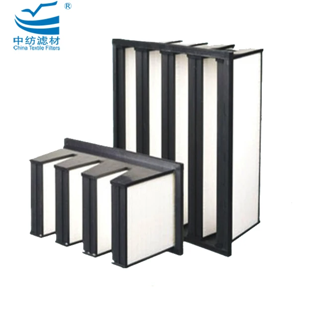 MERV 16 Plastic Frame V Bank Air Filters For HVAC System