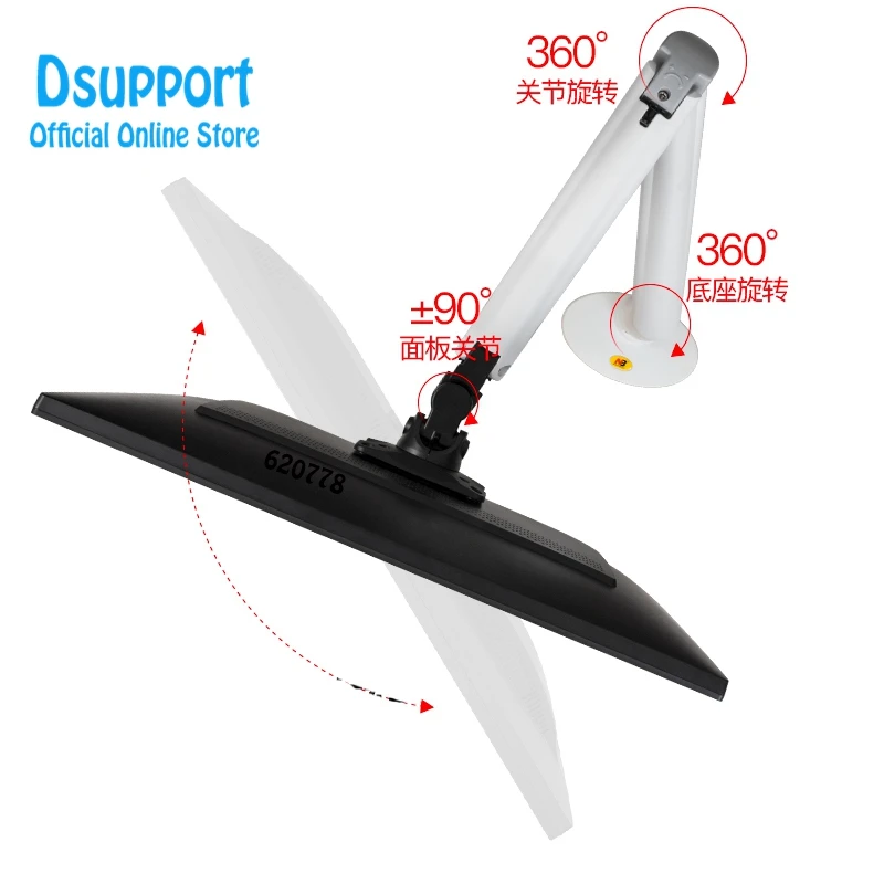 F100A Gas Spring Arm 22-35 inch Screen Monitor Holder 360 Rotate Tilt Swivel F100A Desktop Monitor Mount Arm with Two USB Ports