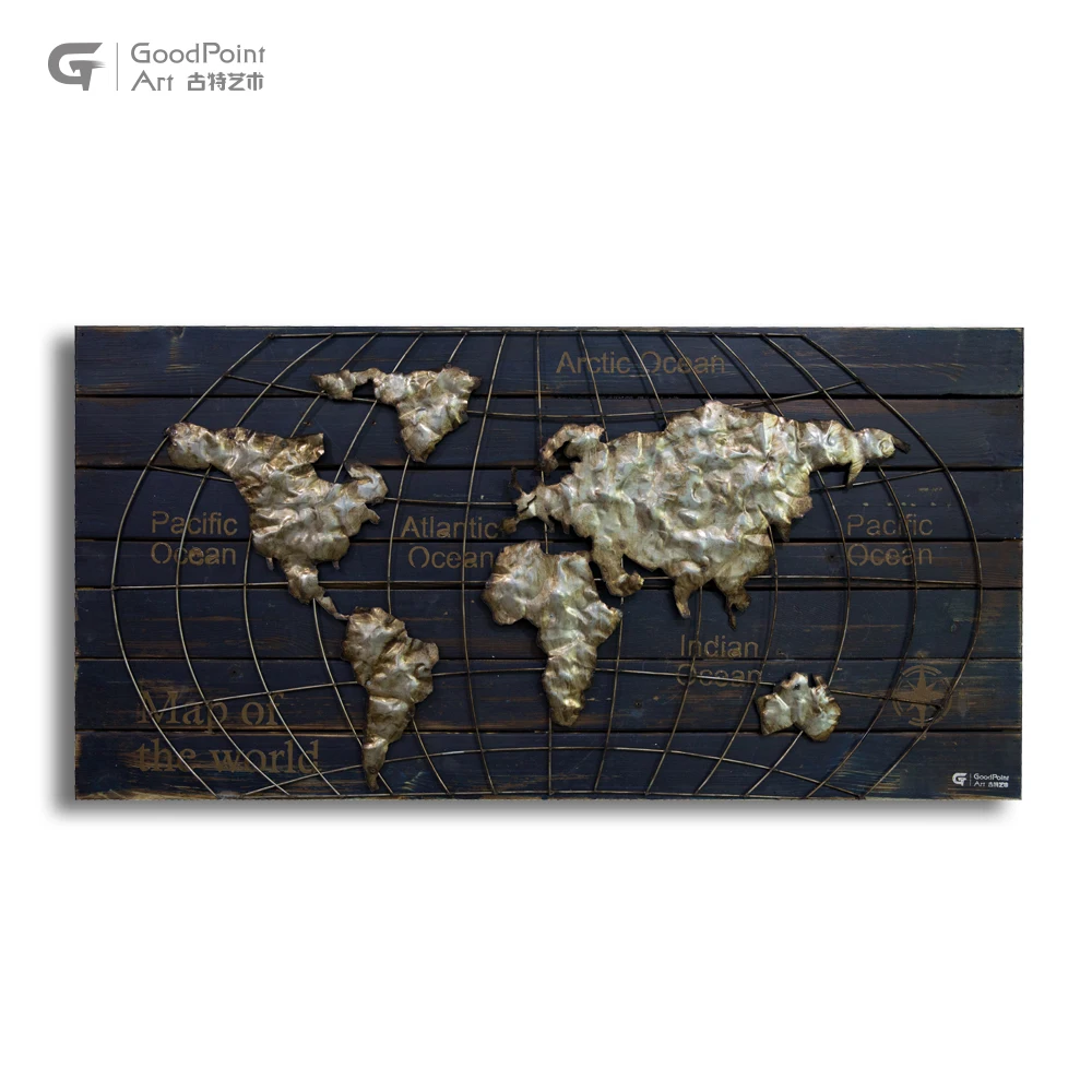 
Fabulos modern decoration rustic metal sculpture world map gift wood wall art 