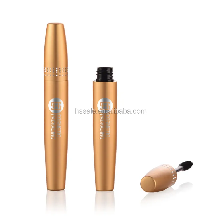 OEM cosmetic packaging matte yellow metal aluminium eyelash mascara container tube