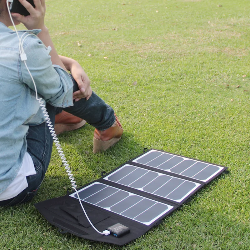 Портативное складное солнечное зарядное устройство с 2 портами USB 19,5 Вт