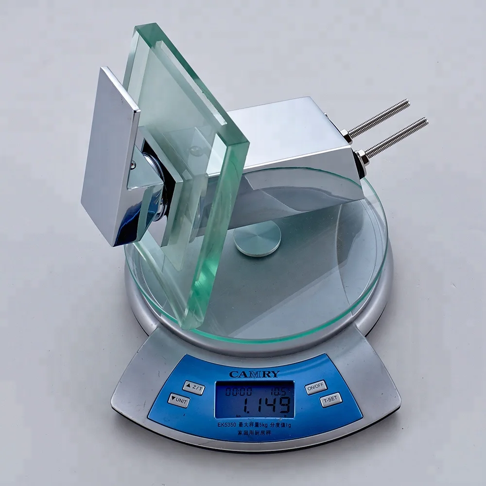 ROVATE Luxury Design Bathroom LED Basin Faucet Deck Mounted Single Handle Waterfall Spout Hot and Cold Taps