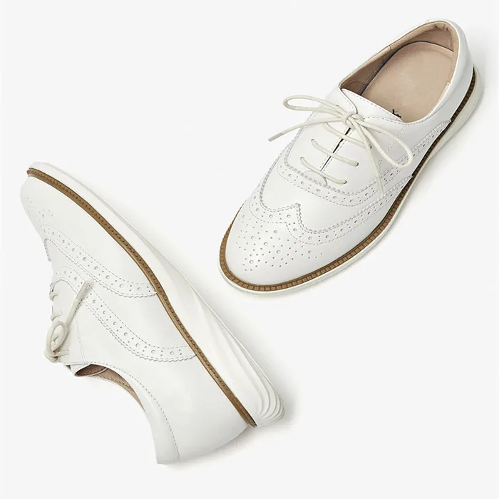 Factory Handmade Leather Casual Shoes Classic Fashion Lace up Flats Black White Sneakers