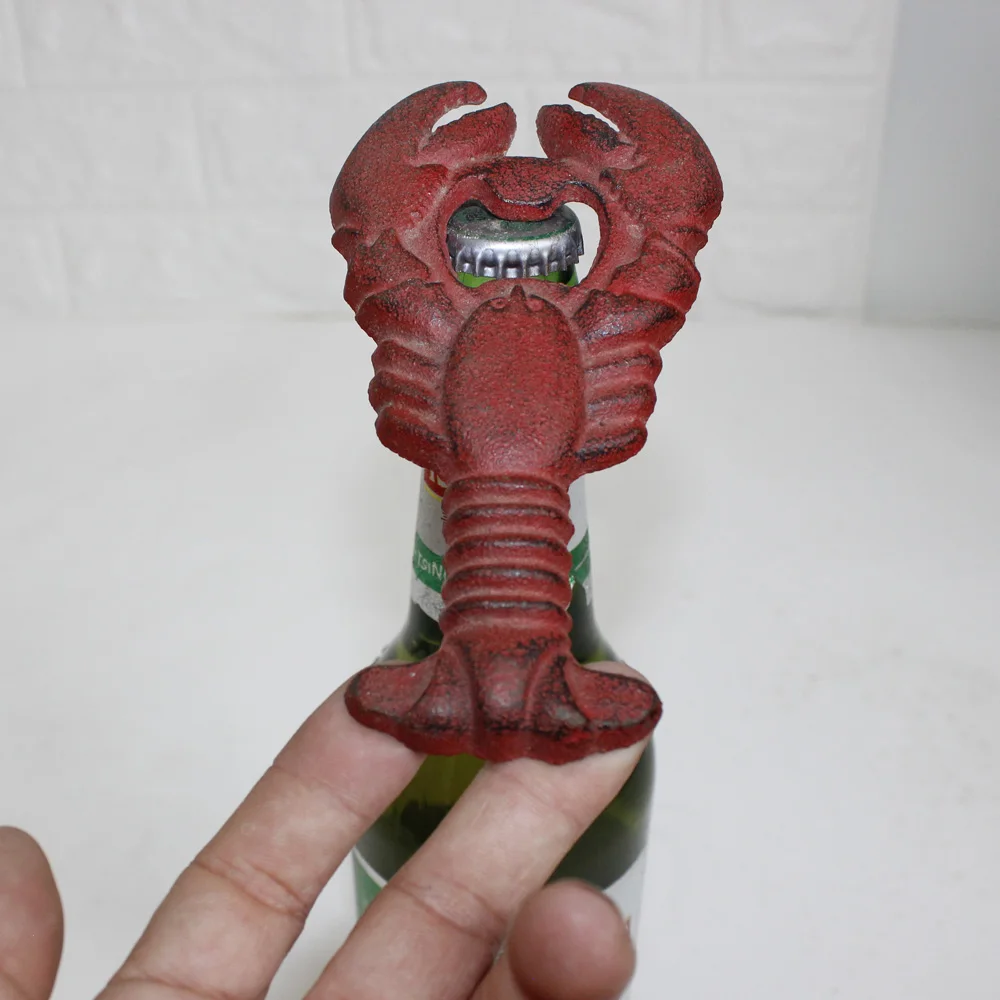 Лобстер, чугунные открывалки для пивных бутылок с красной отделкой под старину