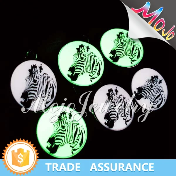 Печатные Zebra Pattern на Светятся В Темноте Подвески для Бижутерии Оптовая