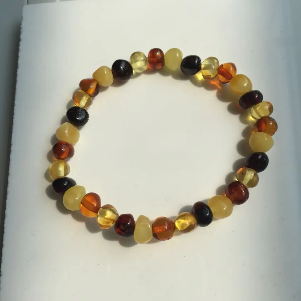 8 Optional 18cm Natural Amber Stones Adult Baroque Genuine Raw Baltic Amber Wholesale Stretch Beaded Bracelet
