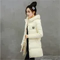 Korea 2016 New Winter Fashion Women Cotton Down Jacket Medium long Slim Big yards Thick Warm