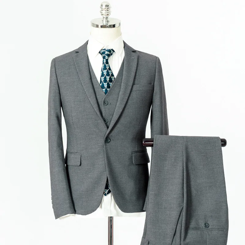 Top Grade Pant Elegant Coat Styles 3 Piece  Men Grey Men Corduroy Waistcoat Men Suits