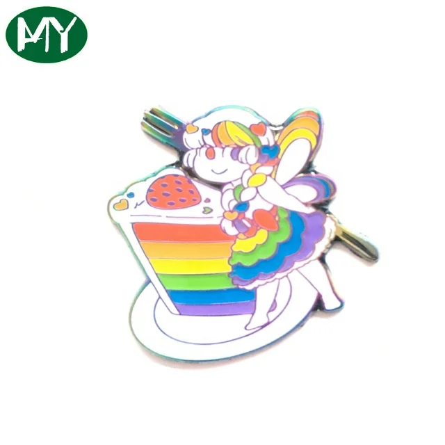 Fantasy stained glass hard enamel badge rainbow enamel pin with cartoon character