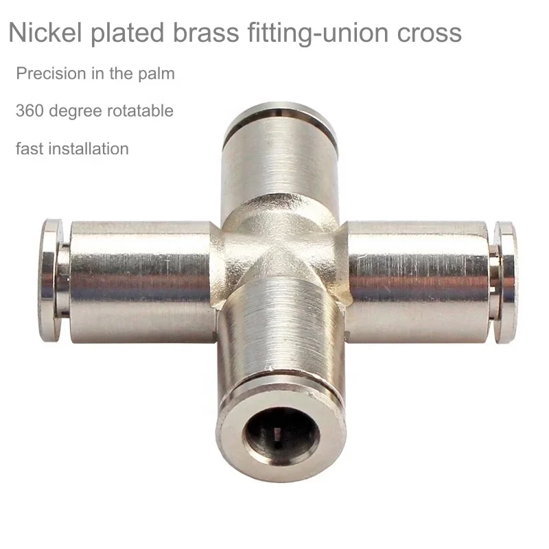 high temperature high pressure MPZA8 8mm 4 way brass fittings union cross joint pipe fitting fast connector