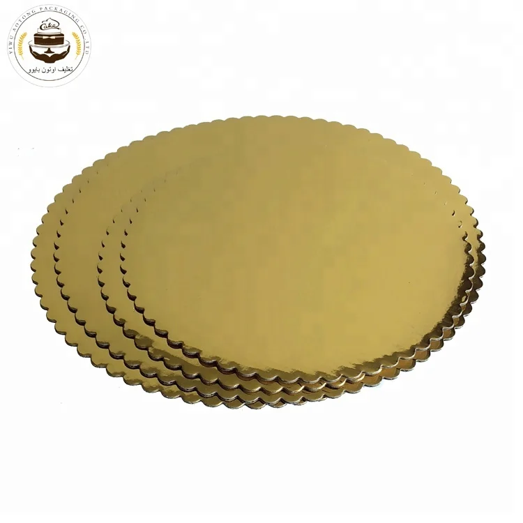 Hot Sale Scalloped Gold Round 2mm Corrugated Stand Cake Boards Cup Cake Tray