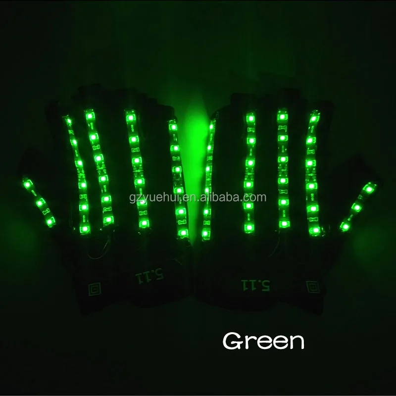 Newstyle 6 Color Party Diy Decorative Led Gloves Holiday Lights EL Fluorescent Halloween Gloves for Glow In Dark Party Supplies