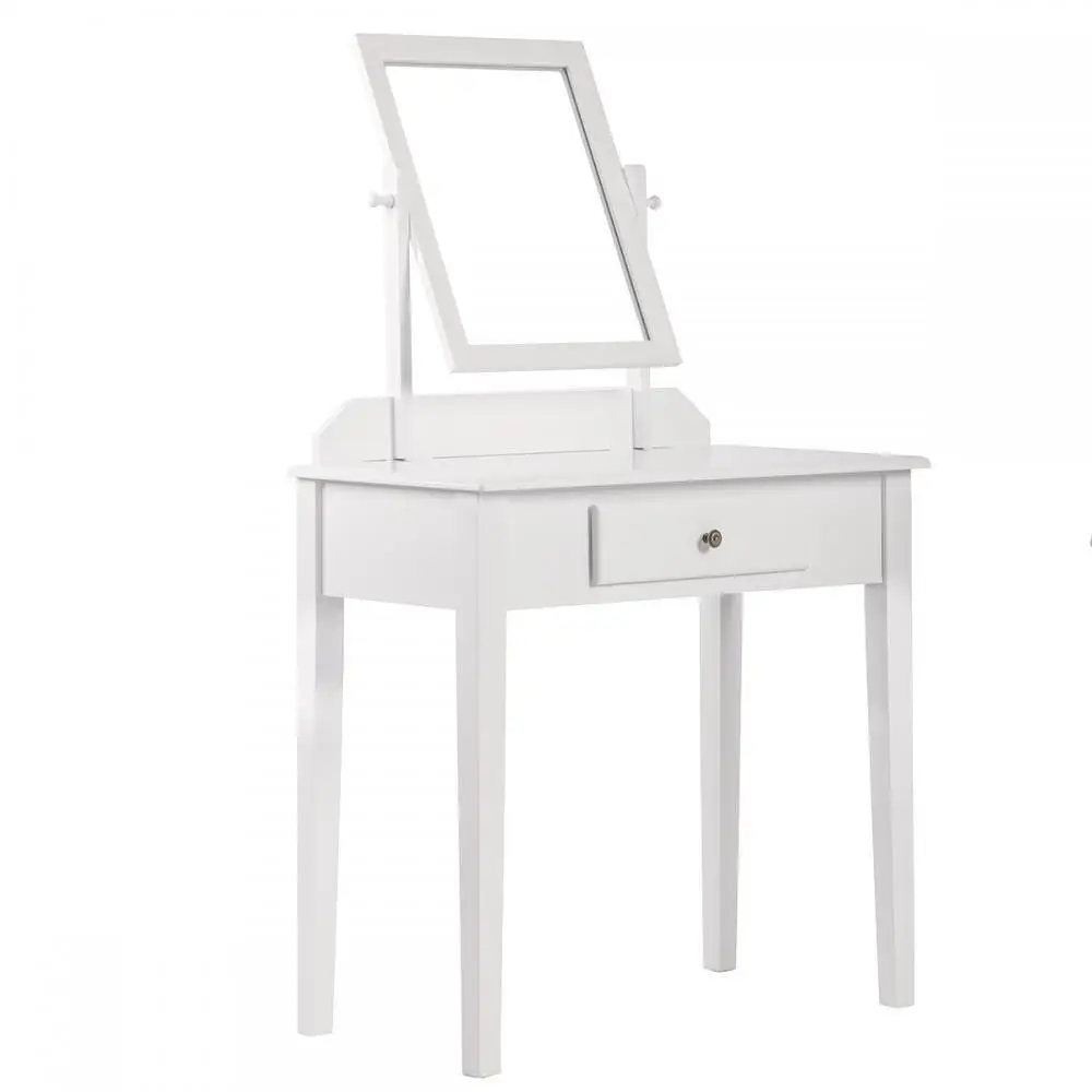 
New White Make Up Table Wood Jewelry Table And Stool With Mirror 
