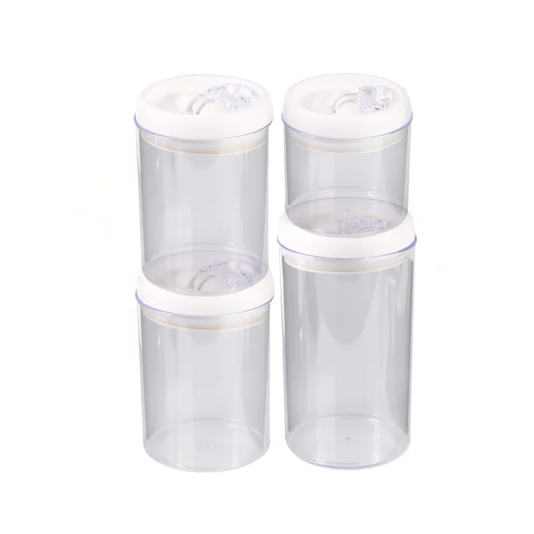 Круглый прозрачный контейнер на заказ, герметичный контейнер для хранения сухой пищи, 4 шт. в комплекте