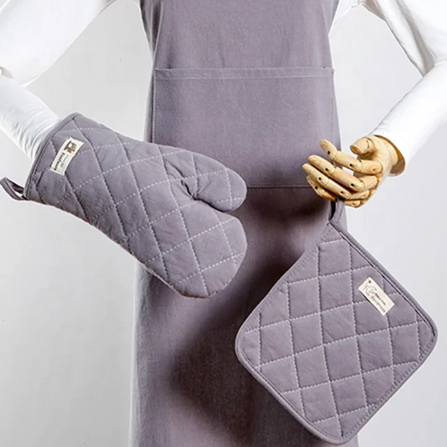 Custom Cow Heat Resist Kitchen Cute Pink Double Oven Mitt