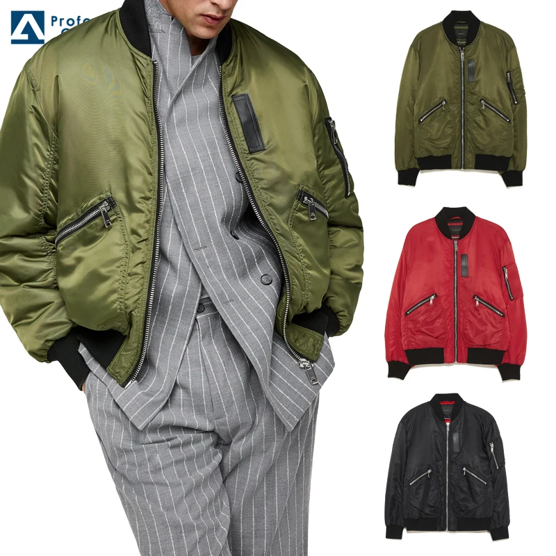 Wholesale High Quality Different Colors Functional Pocket Puffy Sport Fly Bomber Jacket Mens