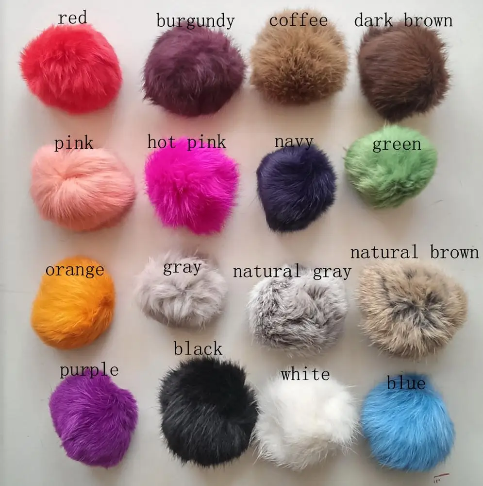 
Fur Ball Craft Supplies Rabbit Keychain Bag Hat Shoes Cloth Jewelry Charms With Fluffy Bunny trim Ponpon 