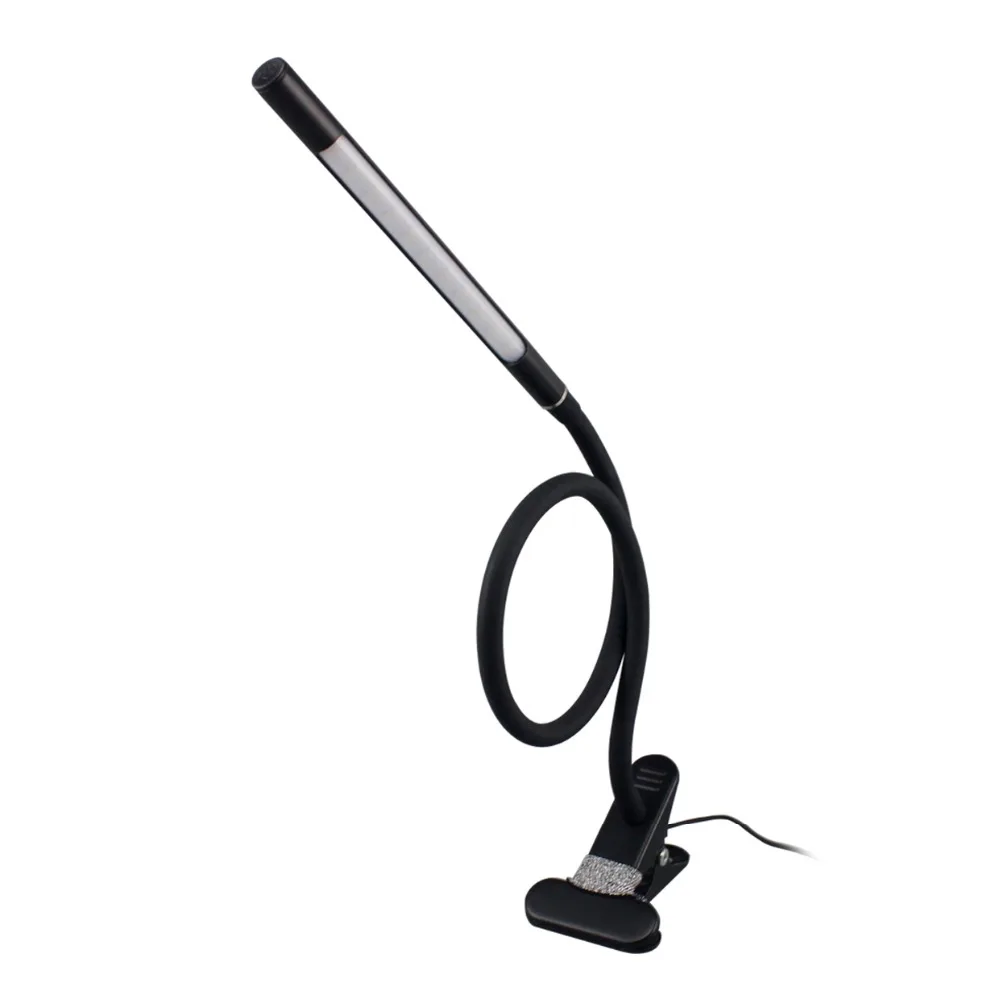 Зажим для шеи на прикроватной тумбочке, Usb светодиодная лампа для чтения, настольные лампы, диммер, сенсорный переключатель, гибкий, регулируемый, металлический, современный, 1 год