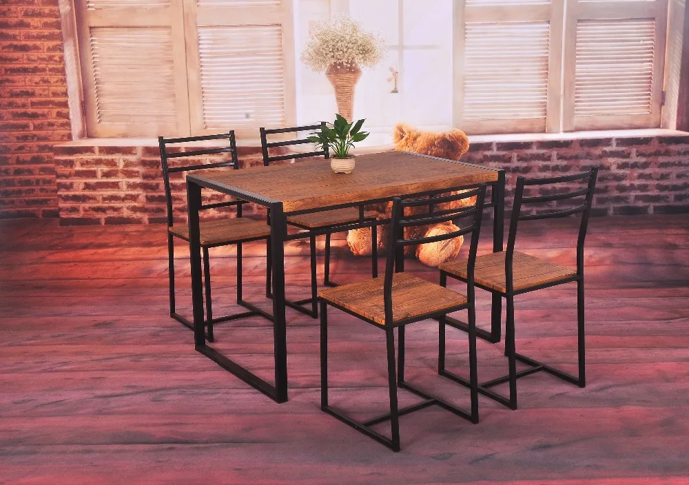 5 шт., обеденный набор с металлической рамой для кухонного стола и стула