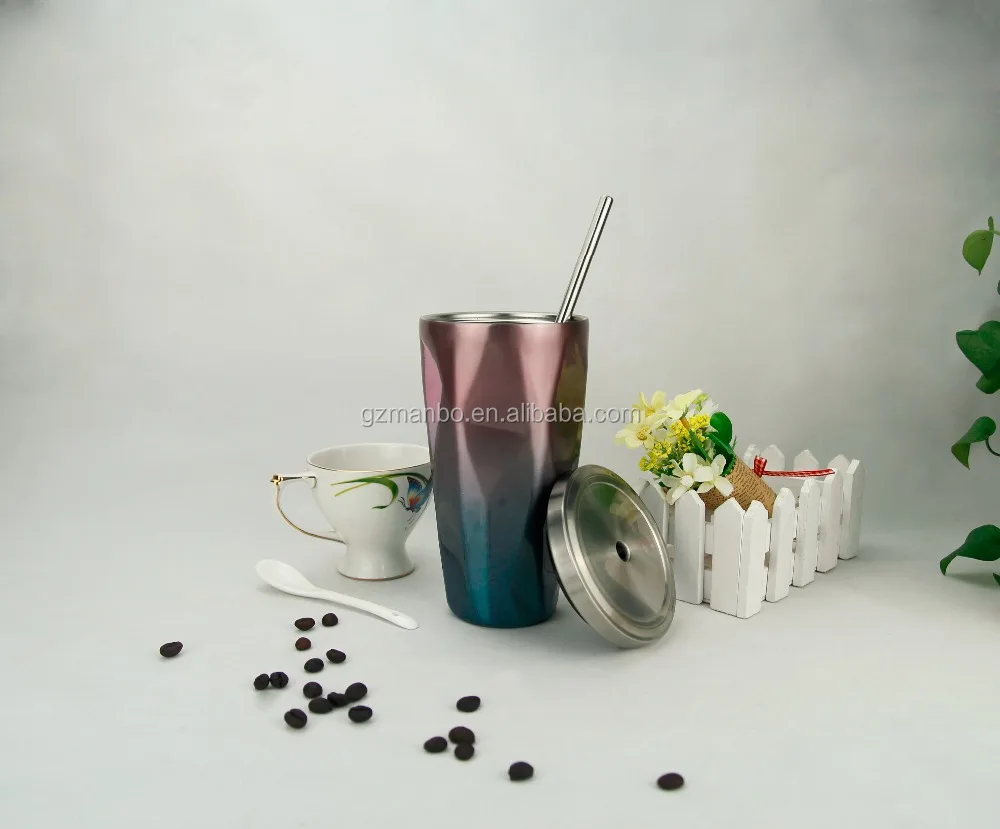 Factory Wholesale Stainless Steel Tumbler with Straw Hot and Cold Drinking Mug 16 oz
