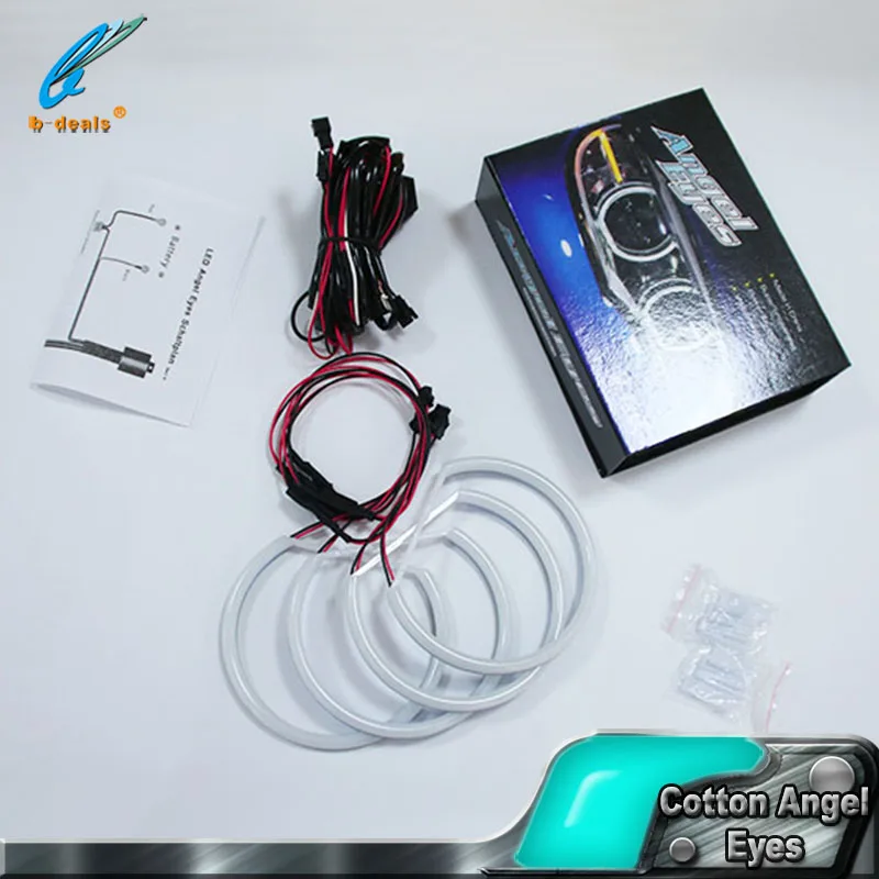 Milky White color cotton angel eye LED headlight for BMW E34 E39